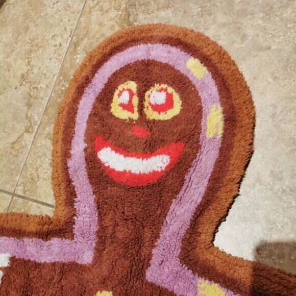 Gingerbread Man Rug Bath Mat Play, Holiday Christmas Secret Santa Gift - Picture 6 of 7